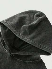Lonblece 1 pieza Sudadera con estampado de copos de nieve y cruz en relieve para hombre, sudadera con capucha estampada para otoño/invierno - Gris - Ver 5