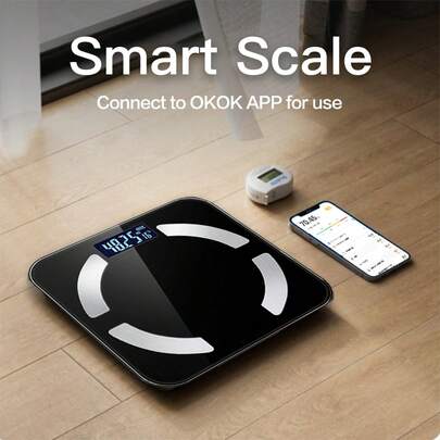 Smart Digital Weight And Body Fat Scale, High Precision, Bathroom Weighing Scale, Connects To Mobile App To Measure 17 Indicators Including Weight, BMI, Etc.