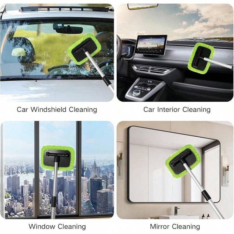 11pcs Auto Windshield Cleaning Kit With 6 Reusable Microfiber Pads, 2 Spray Bottles, Extendable Handles - Green, Popular Auto Cleaning Essential - Xanh lam và Xanh lục - Xem 4