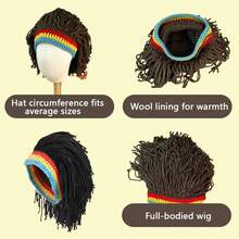 1pc Knitted Wig Hat, Thick Warm Braided Wig Cap For Women, Casual Wear, Hair Styling Accessory, European & American Hip-Hop Style