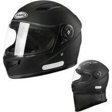 Casco de Moto para Motocicleta Integral Ajustable - Casco Motocicleta Integral con Lente antivaho, Babero de velln extrable Respirable y Ligero Matte Abatible Todas Las Tallas, Talla nica - Negro, M - Ver 1