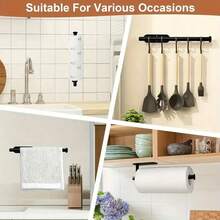 Stainless Steel Paper Towel Holder - SUS 304 Stainless Steel, Self-Adhesive Under Cabinet, Or Wall-Mounted Paper Towel Holder For Kitchen And Bathroom - 銀色 - 查看 6