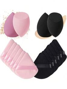 12 Peças Puff de Pó Triangular (Para Pó Compacto) ++ 4 Esponjas Ovais Ultramacias e Não Absorventes, Leves e Portáteis, Ferramentas de Maquiagem para Iniciantes e Uso Diário, Baratas, Enfeites de Meia, Maquiagem, Ferramentas de Maquiagem, Coisas Baratas, Presentes, Presentes para Mulheres, Presentes de Natal