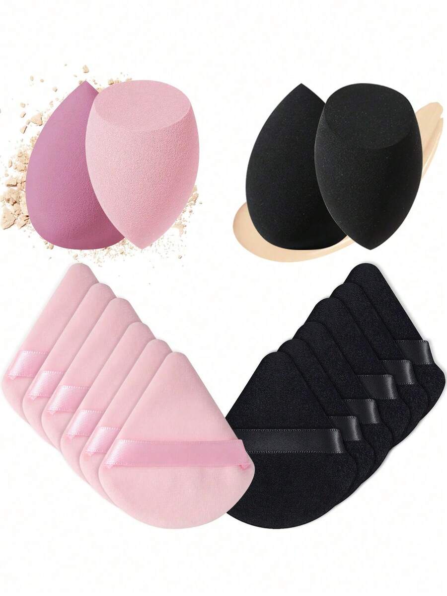 12 Peças Puff de Pó Triangular (Para Pó Compacto) ++ 4 Esponjas Ovais Ultramacias e Não Absorventes, Leves e Portáteis, Ferramentas de Maquiagem para Iniciantes e Uso Diário, Baratas, Enfeites de Meia, Maquiagem, Ferramentas de Maquiagem, Coisas Baratas, Presentes, Presentes para Mulheres, Presentes de Natal
