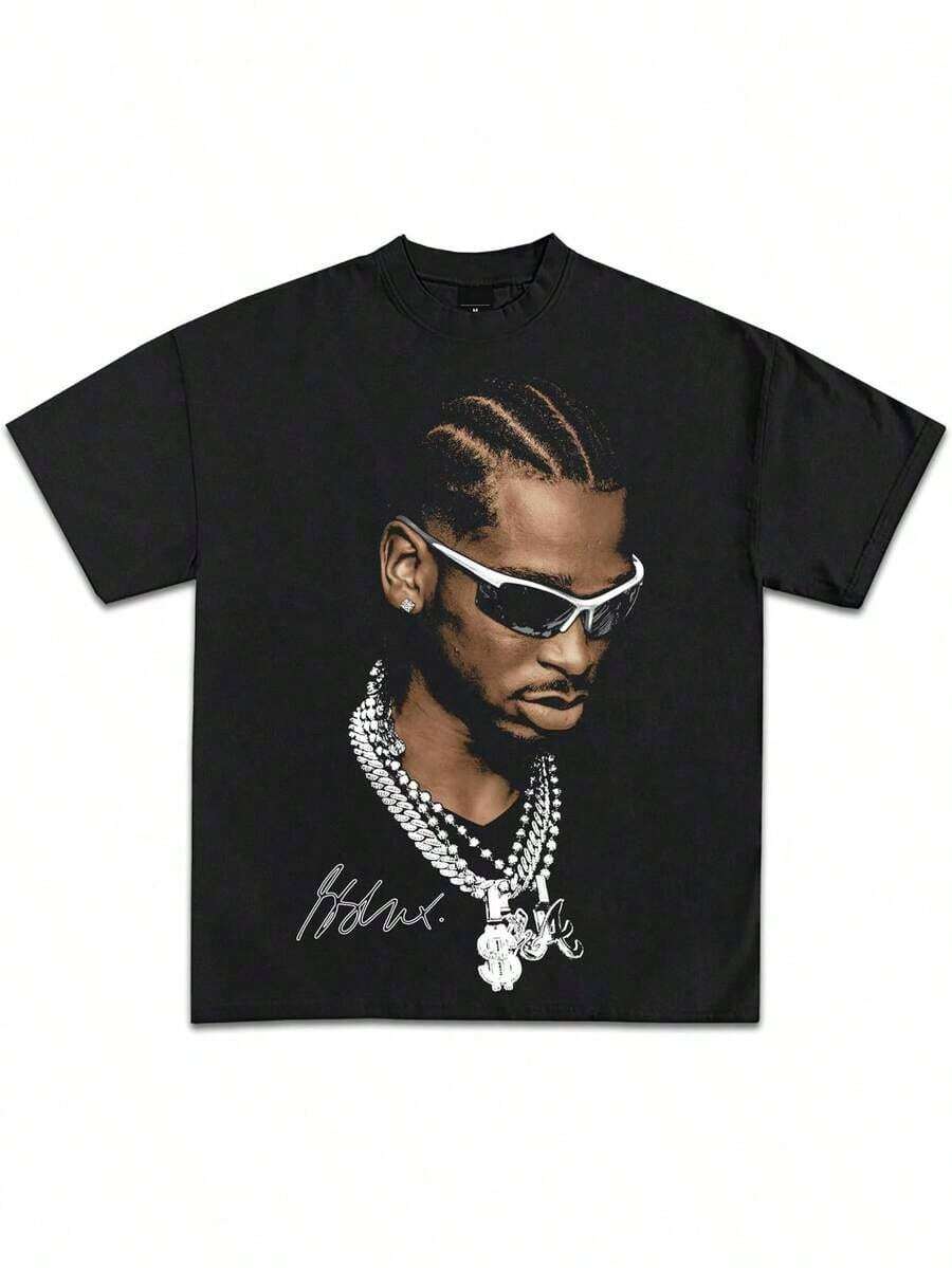 Back To School Teens' Pop Culture Vintage Graphic T-Shirt Collection Rap Basketball Streetwear Hip-Hop Y2K Premium Quality Heavyweight Shirt, Pure Cotton, Fashion , Breathable, Moisture Wicking, Casual Comfortable Top Streetwear Fashion Casual Summer Tee - 黑色 - 查看 1