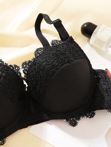 3pcs Lace Patchwork Solid Color Sexy Women's Bras, Gather Bust BC Cup, French Elegant Ladies Underwear With Underwire - Multicolor - View 5