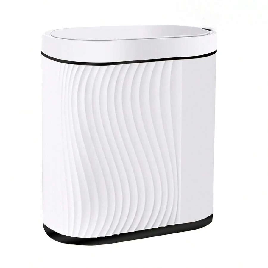 Botes de Basura,8L Cubo De Basura Automático Con Sensor Para Baño,Cubo de Basura de Plástico,Botes de Basura Inteligente,inteligente con tapa,para Inodoro (Blanco con borde negro) - 1 - Ver 1