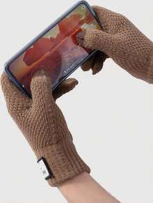 1 Đôi Găng tay cảm ứng dệt kim lót nhiệt dành cho nam, có sẵn màu đen, cà phê và xanh bạc hà, ấm áp và dày, thời trang đa năng, thích hợp khi lái xe, hoạt động ngoài trời vào mùa đông - Nhiều màu - Xem 6