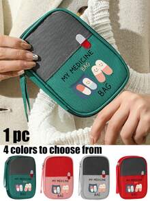 便携式药包，药瓶图案 | 防水大容量急救包，适合旅行、居家、宿舍、车载及紧急情况使用 | 学生、大学宿舍、家庭、护士、户外探险必备 | 包含药丸、绷带、药品及其他用品的隔层 | 小巧轻便，日常保健收纳包，配有药袋、药盒、药品收纳袋，户外旅行急救包 - 彩色 - 查看 2