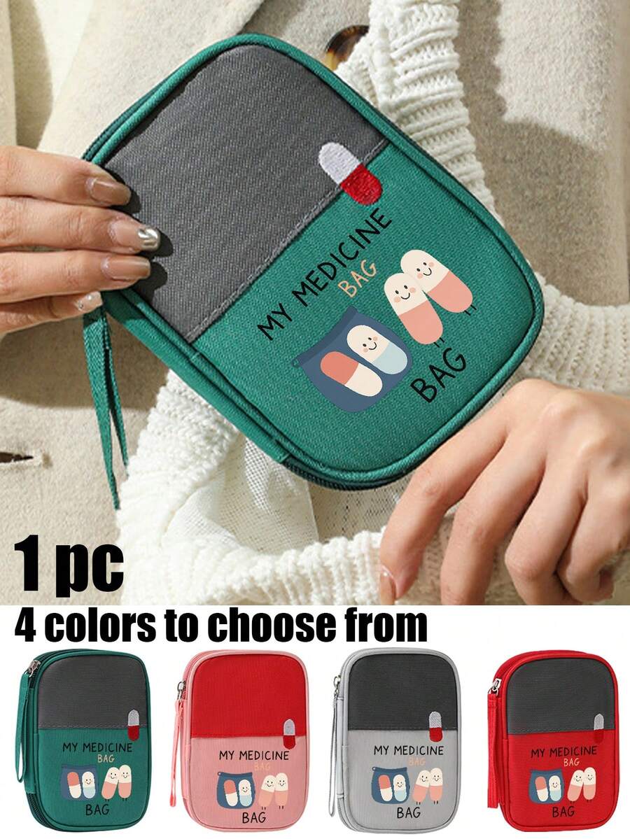 便携式药包，药瓶图案 | 防水大容量急救包，适合旅行、居家、宿舍、车载及紧急情况使用 | 学生、大学宿舍、家庭、护士、户外探险必备 | 包含药丸、绷带、药品及其他用品的隔层 | 小巧轻便，日常保健收纳包，配有药袋、药盒、药品收纳袋，户外旅行急救包