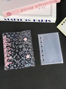 A6、A7、M5透明彩色星形螺旋笔记本套装，简约六孔活页夹笔记本封面贴纸，活页夹贴纸，学校用品必备 - 彩色 - 查看 19
