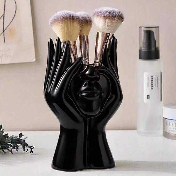 Caja de almacenamiento de maquillaje facial blanca, soporte multifuncional de escritorio de oficina para bolígrafos, soporte para brochas de maquillaje, decoración, caja de almacenamiento de escritorio para el hogar, utilizada para la decoración de la sala de estar, el vestíbulo, el dormitorio, compañeros de clase, amigos, mejor regalo