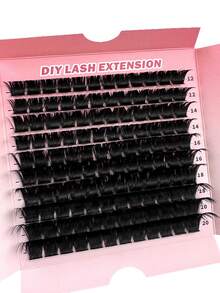 200pcs/180pcs/160pcs/140pcs/120pcs Faux Mink Eyelashes 200D/160D/120D/100D/80D/60D 8D Luxury Fluffy DIY Cluster Lashes - 12-20mm Mixed Length Eyelash Extension 0.07mm Russian D Curl Thick & Reusable Dramatic Lashes, Beginner Friendly For Daily, Party, Stage, Night Out - D - 查看 6