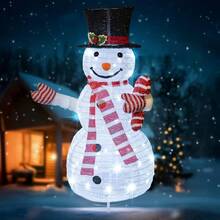 Dazzle Bright Christmas Snowman Decorations 3 5 FT Pre Lit 70 LED Pop Up Snowman Collapsible Lighted Snowman With Metal Stand For Indoor Outdoor Garden Yard Home Party Xmas Decor - trắng - Xem 2