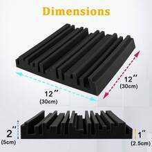 OLOEY Paneles de espuma insonorizante (12 piezas) 12 X 12 X 2 pulgadas / 10 X 10 X 2 pulgadas de diseño de alta densidad y amplia frecuencia para tratamiento acústico, ideal para oficinas, salas de conferencias, dormitorios, salas de estar, estudios de música y salas de cine en casa.