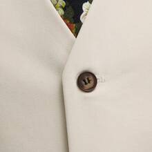 The Latest Men's Solid Color Suit Two-Piece Set With Lapel Collar And Double Breasted Buttons For Four Seasons, Men's Business Suit, Formal Business Casual Wedding Dress - 米色 - 查看 7