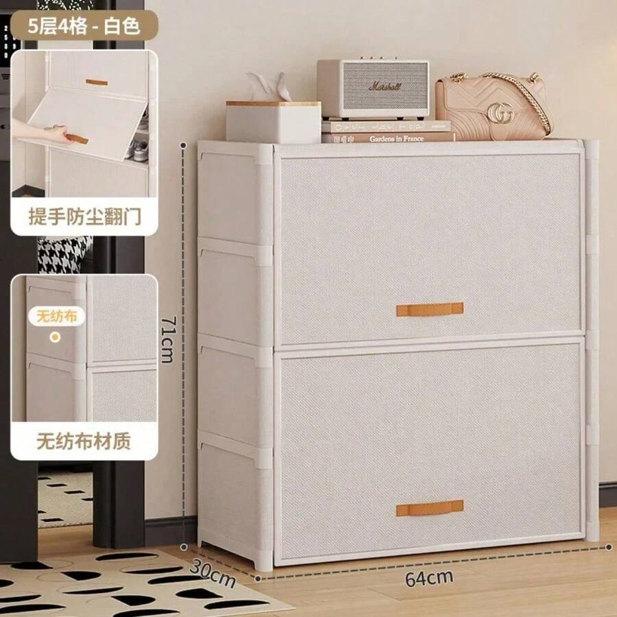 Zapatero multi-nivel anti-polvo - Armario sencillo para el hogar - Blanco 5to Piso 64 - Ver 1