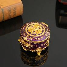1pc Exquisite Rose Jewelry Box Vintage Home Enamel Jewelry Box Creative Desktop Jewelry Storage Box, Luxurious Exquisite Jewelry Storage Box Gift - 紫色 - 查看 12