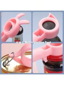 Bottle Opener Can Opener Jar Opener For Weak Hands, Cute 4-In-1 Multi Function Beer Opener For Seniors With Arthritis/Child Gift - Random Color - View 3