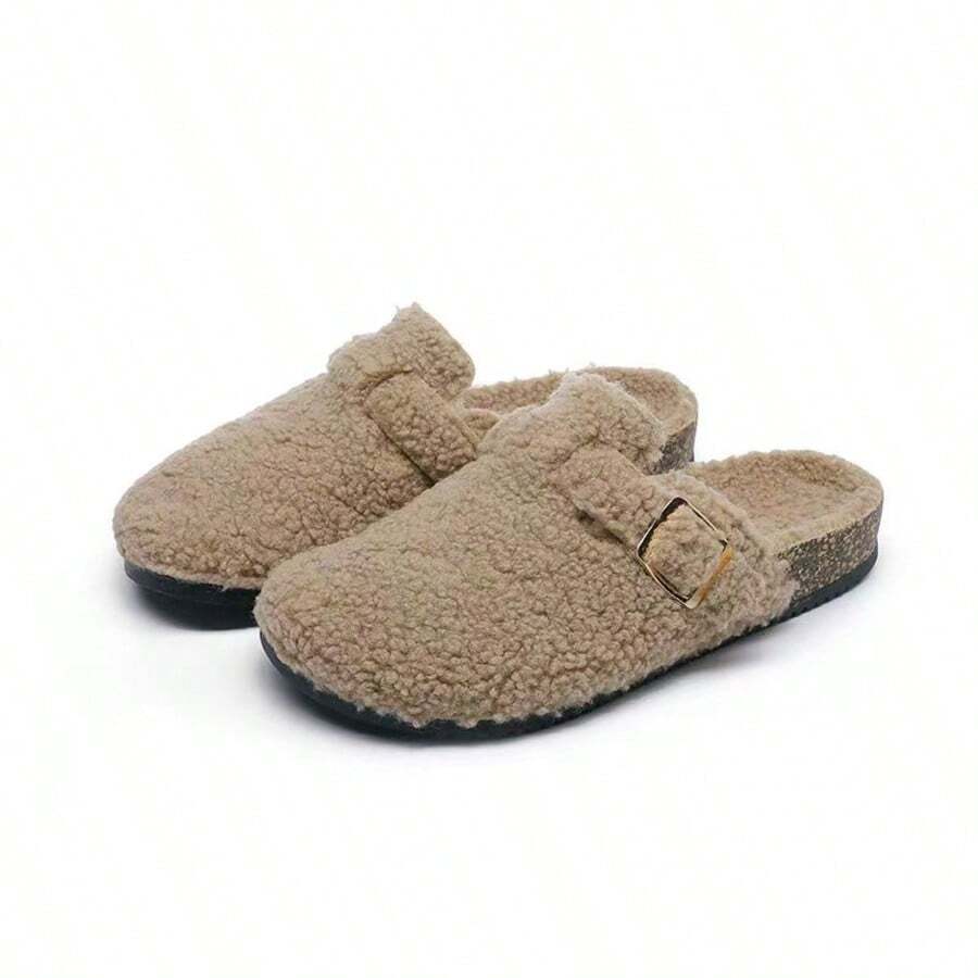 2025 Neue Herbst/Winter Geschlossene Zehenpantoffeln für Damen, Plüschfutter, Dicke Sohle, Slip-On, Rutschfest