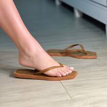 Women's Straw Flip Flops With Square Toe And Lined Briza Beach - Camel - View 4