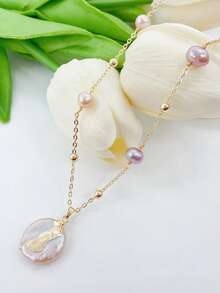 1 pièce Collier de perles baroques élégant, nouveau design minimaliste mode polyvalent affinant pour femmes, convient pour le port quotidien, le style vacances, bijoux pour femmes