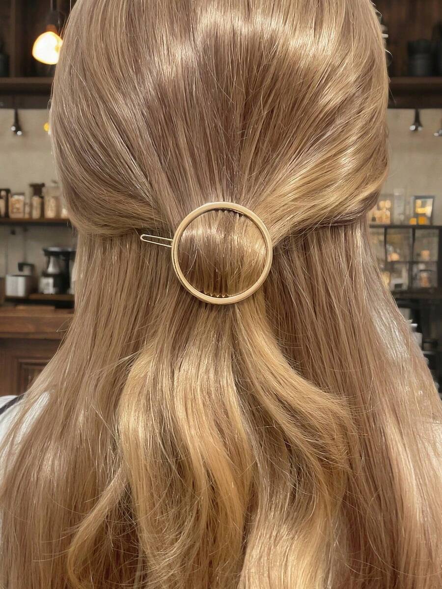 Elegantes pasadores de pelo de aleación de zinc redondos, pasadores de pelo metálicos, pasadores laterales de estilo europeo y americano, pasadores para cola de caballo, pasadores de pelo de aleación para accesorios de cabello de mujer