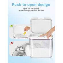 Laundry Detergent Dispenser With One-Touch Lid, For Laundry Room Organization. Transparent PET Laundry Powder Container With Measuring Cup. Laundry Gel Ball Containers Available In 2.8L, 4.5L And 5.5L Sizes.