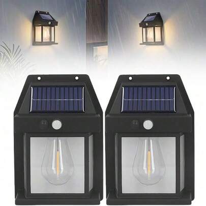 Lámparas Solares, Lámpara solar de pared con sensor de movimiento, 3 modos de iluminación, ideal para jardines exteriore