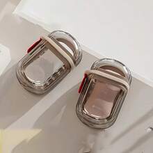 1pc Luxury Transparent Plastic Soap Dish With Drainage Tray, Portable Travel Soap Box, Non-Slip Design, Easy To Clean And Carry - Clear - View 1