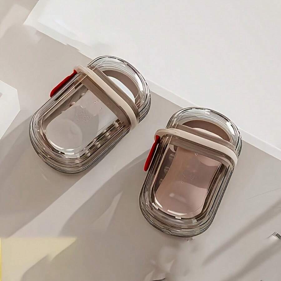 1pc Luxury Transparent Plastic Soap Dish With Drainage Tray, Portable Travel Soap Box, Non-Slip Design, Easy To Clean And Carry - Clear - View 1