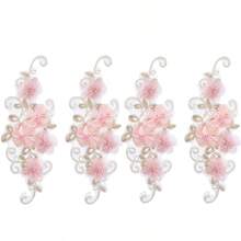 4/2/1 Pcs Vivid Multicolor 3D Floral Embroidered Patches With Pearls And Rhinestones - DIY For Clothing, Bags, Shoes, Weddings, Jeans Etc. - Sewing Style, Wedding Embroidery | Vibrant Embroidery | Fine Needlework, Embroidery Supplies