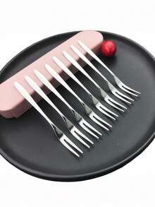 20pieces, Stainless Steel, 12cm*2cm, Fruit Fork Stainless Steel Set, Creative And Cute European-Style Small Luxury Double-Toothed Fork, Suitable For Travel Restaurants And Hotels, Suitable For Home Kitchens, Dining Rooms, Weddings, Parties, And Kitchens. It Is An Excellent Choice For Christmas Gifts And Back-To-School.