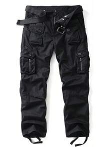 Men's Cargo Work Pants Cotton Casual Wild Outdoor Ripstop Camo Trousers With 9 Pockets-20256688 - màu đen - Xem 6