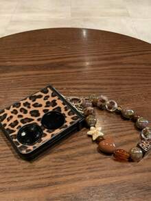 Leopard Print Bracelet Compatible With Huawei Pocket2, Nova Flip, P50 Pocket, Z , Mi Mix Flip2, Purax Phones - Brown - View 2