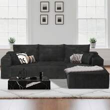 RicenPotato 105'' Plush Cloud Sectional Couch, (Gray)Boneless L Shape Couch With Deep Seat, Sectional Sofa, Living Room Sofa, No Assembly Required, Minimalist Modular Couches Sleeper For BedroomApartment Lounge,Sofa De Sala, Couch, Sofa Cama, Muebles Para Sala, Christmas Decoration, Christmas Decorations For Home, Living Room Set Furniture. - 深灰色 - 查看 12