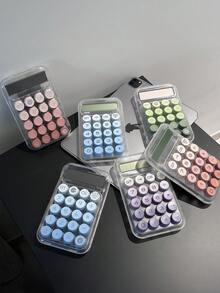 1pc Transparent Dopamine Mechanical Keypad Calculator, 10-Digit Large Display, High-Quality Material, Fashionable Design For Women, High-Quality And Cost-Effective, Suitable For Finance, Accounting, Students, Office Use, School Supplies, Back To School