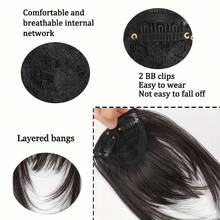 LYSW 1pc Fashionable High-Temperature Fiber Bangs & Sideburns Hair Extension Piece, Women Long Bangs Invisible Hair Clip HA2841, Hair Accessories