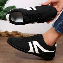 Womens Shoes Gum Sole Walking Outdoor Tennis Classic Sneakers Four Season Fall Winter - màu đen - Xem 6