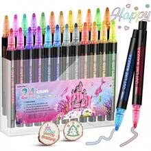 48 Colores Marcadores Acrílicos de Doble Línea, Bolígrafos Metálicos para Plumones - Sirena-24 piezas - Ver 11