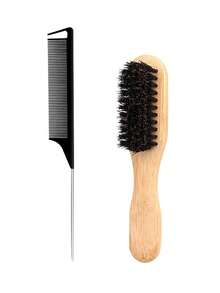 2/6Pcs Multi Piece Men's Beauty Comb Beard Brush Set, Fashion Leopard Slick Back Hair Brush, For Slick Back Hair – Teasing Hair Brush For Sleek, Control, Flyaways Hairs, Hair And Beard Brush For Men And Women, Suitable For Men's Side And Back Brushes, Topsy Tail Hair Braided Ponytail Maker, Hair Tail Tools, French Braid Tool Loop For Hair Styling, Hair Brush/Hair Comb ,Hair Styling Tools ,Hair Styling Kit - Multicolor - View 6
