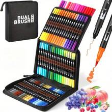 60/72/100/120 Colors Dual Tip Marker Pens - Colored Pencils Watercolor Art Markers Fine Liners Calligraphy Pens - Adult Coloring Books Magazines Drawing Graffiti Art Markers Premium CD Packaging - Black - View 11