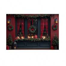 Horizontal Photographic Background For Photo Shoots Sublimated Fabric 3D Fireplace Garland Realistic Christmas Scene 2.20x1.50cm - FF-3259 - 查看 1