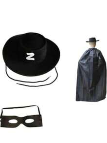 Zorro Costume Kit For Men Or Women With Hat, Cape, And Mask - 黑色 - 查看 2