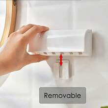 Soporte de pared para cepillo de dientes, organizador de cepillo de dientes con tapa, estante de almacenamiento a prueba de polvo para cepillo de dientes y pasta de dientes, sin necesidad de perforar