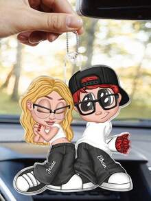 Spersonalizowane imiona/styl, spersonalizowany brelok akrylowy dla pary Y2K, spersonalizowane akcesoria samochodowe Y2K dla pary, prezent dla niego, prezent dla niej, rocznica walentynek, spersonalizowany brelok do kluczy z prezentem dla pary, wisiorek do plecaka damskiego, akrylowy brelok do kluczy dla par, przyjaciół, zwierząt domowych, spersonalizowane zdjęcia, spersonalizowana zawieszka do samochodu ze zdjęciem, spersonalizowany dodatek samochodowy - Wielokolorowe - Zobacz 2