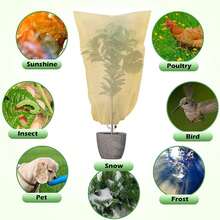 1 pieza Cubierta para plantas de tela no tejida reforzada con diseño de cordón y cremallera, adecuada para protección contra el frío, protección contra el frío, conservación del calor y conservación del calor en invierno.