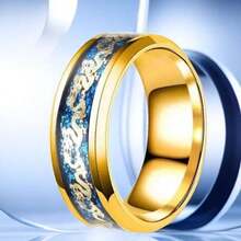 1 件男士时尚不锈钢龙纹戒指 - 黑色 - 查看 19