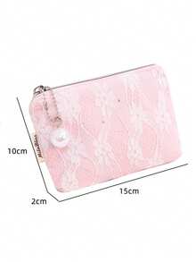 Porta-moedas elegante em renda jacquard, bolsa de maquiagem fofa e estilosa, bolsa de armazenamento versátil, carteira compacta. Esta bolsa de armazenamento tem um estilo único, elegante, moderno e fofo.