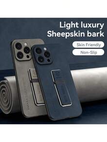 仿皮纹理手机壳，带多功能支架，防震手机壳 - 藏蓝色 - 查看 5